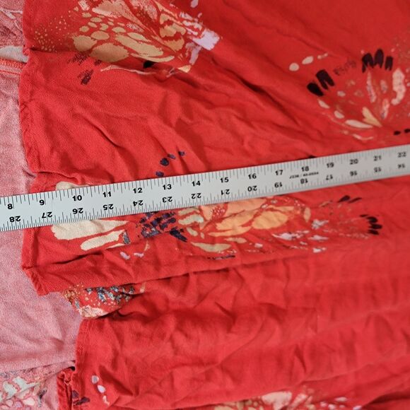 FREE PEOPLE FIELD OF BUTTERFLIES BOHO ORANGE TUNIC TOP SIZE M - Picture 8 of 10